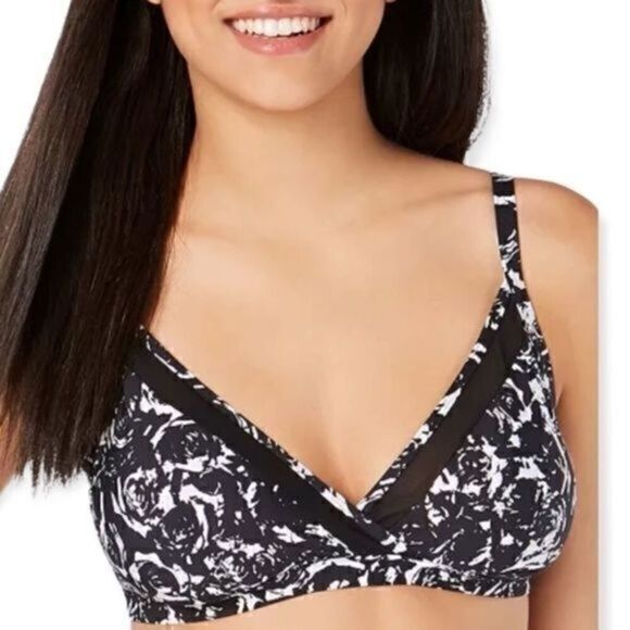 DKNY Donna Karan New York Mesh Trimmed Animal Print Bikini Top Large NWT Leopard - Picture 1 of 11